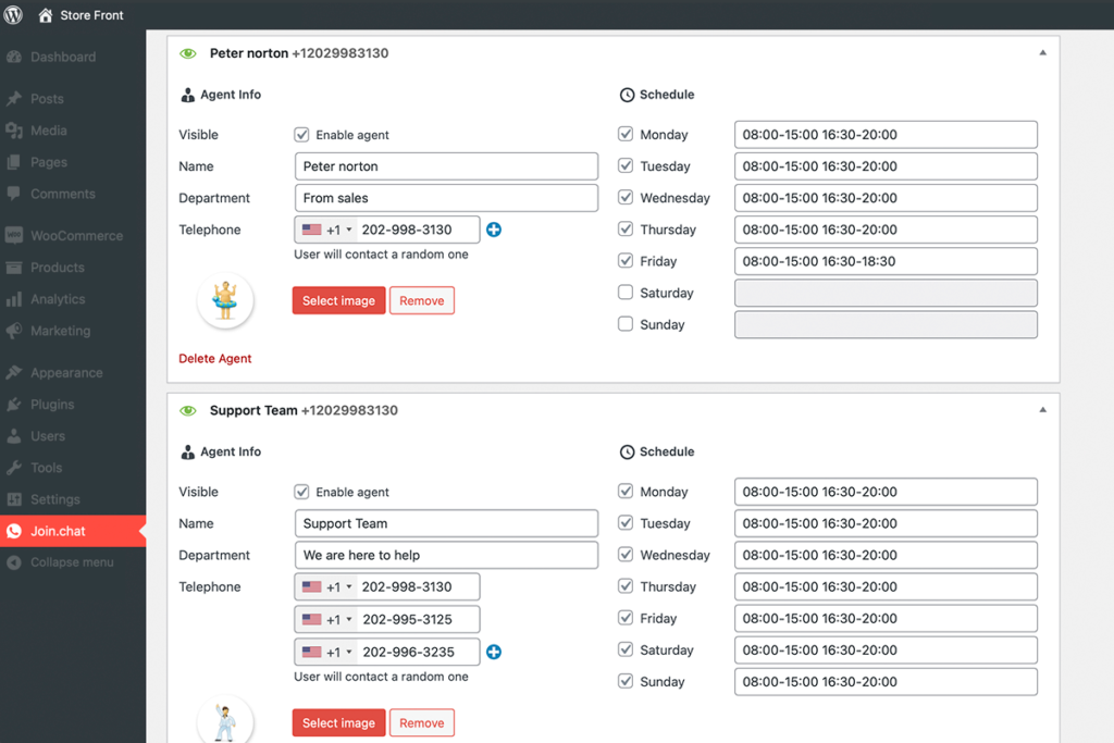 Administrar agentes de soporte en Joinchat