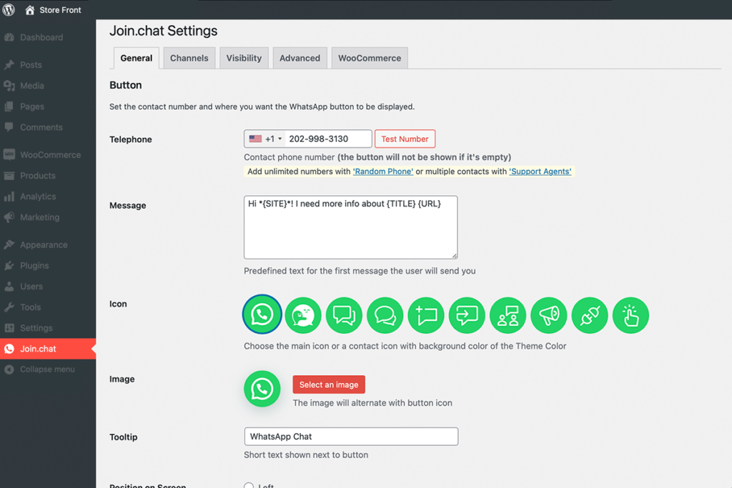 Configurarea Joinchat