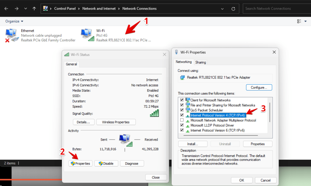 Comment modifier IPv4 ?