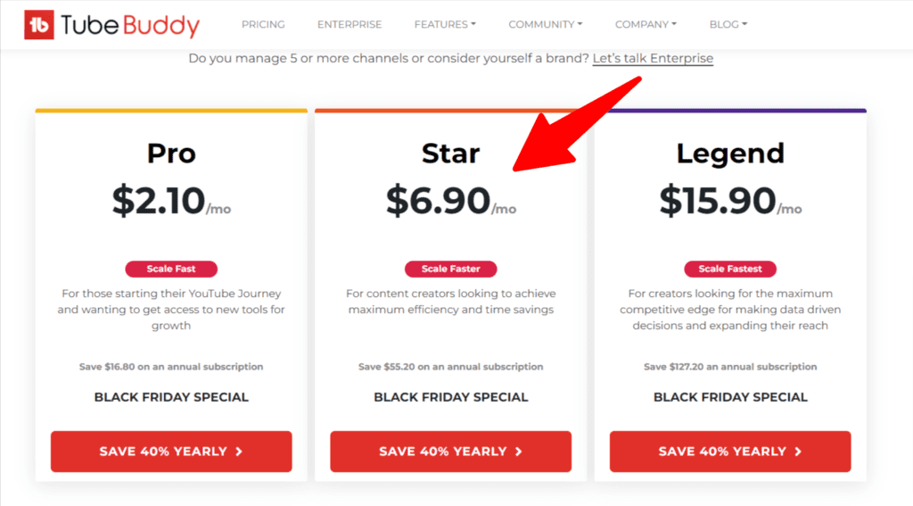 Offres de réduction TubeBuddy Black Friday