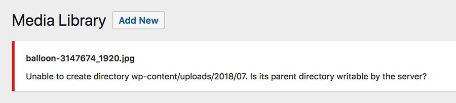 Impossible de télécharger des images dans WordPress