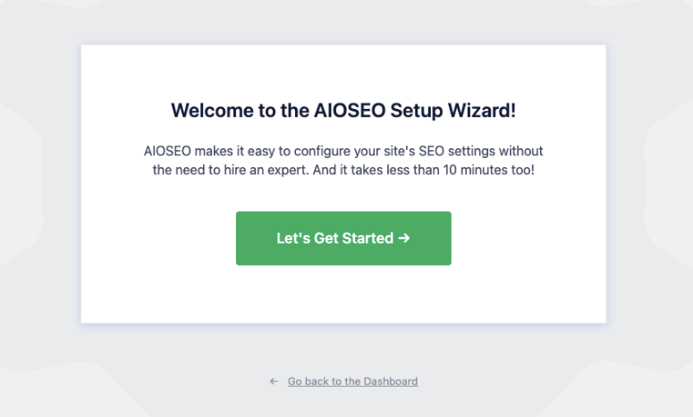 procedura guidata di configurazione del lancio di aioseo - IsItWP - Rilevatore di temi WordPress gratuito