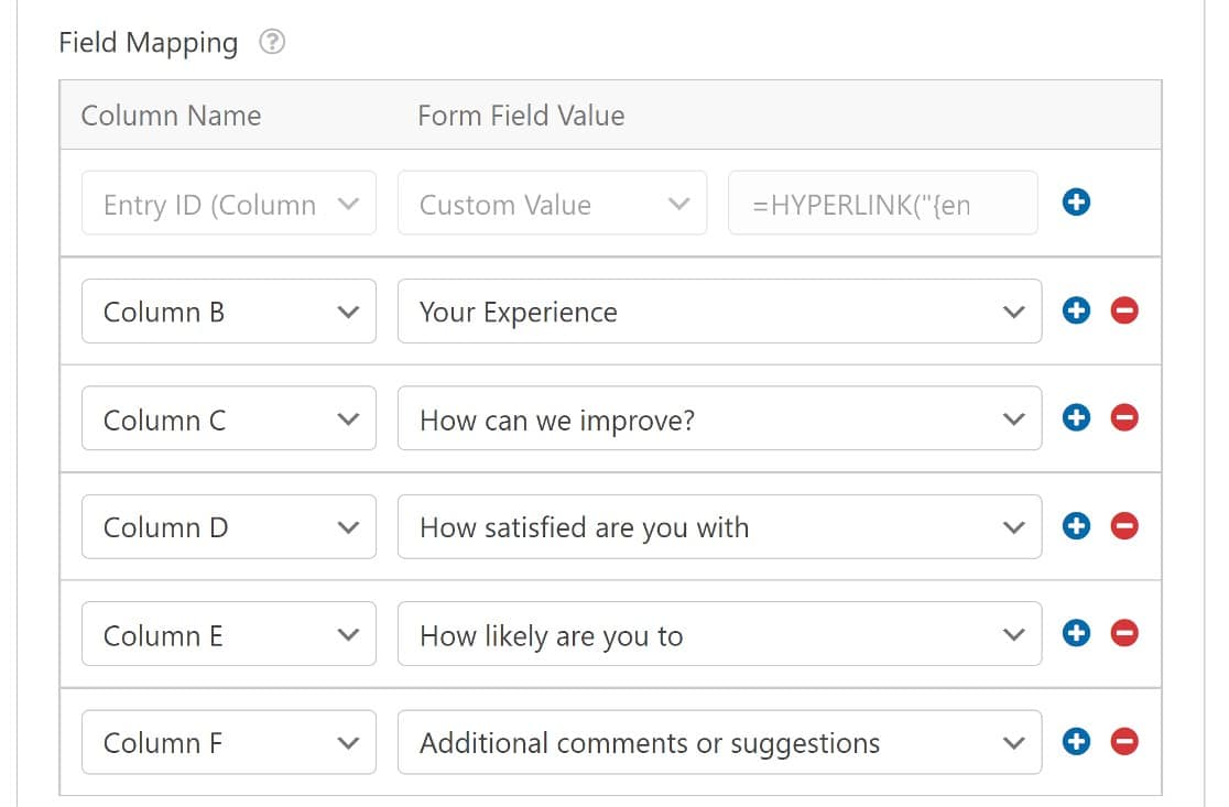 survey form field mapping