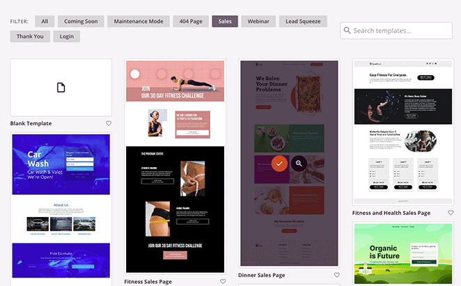 selectlandingpagetemplate - SeedProd Choose a landing page template