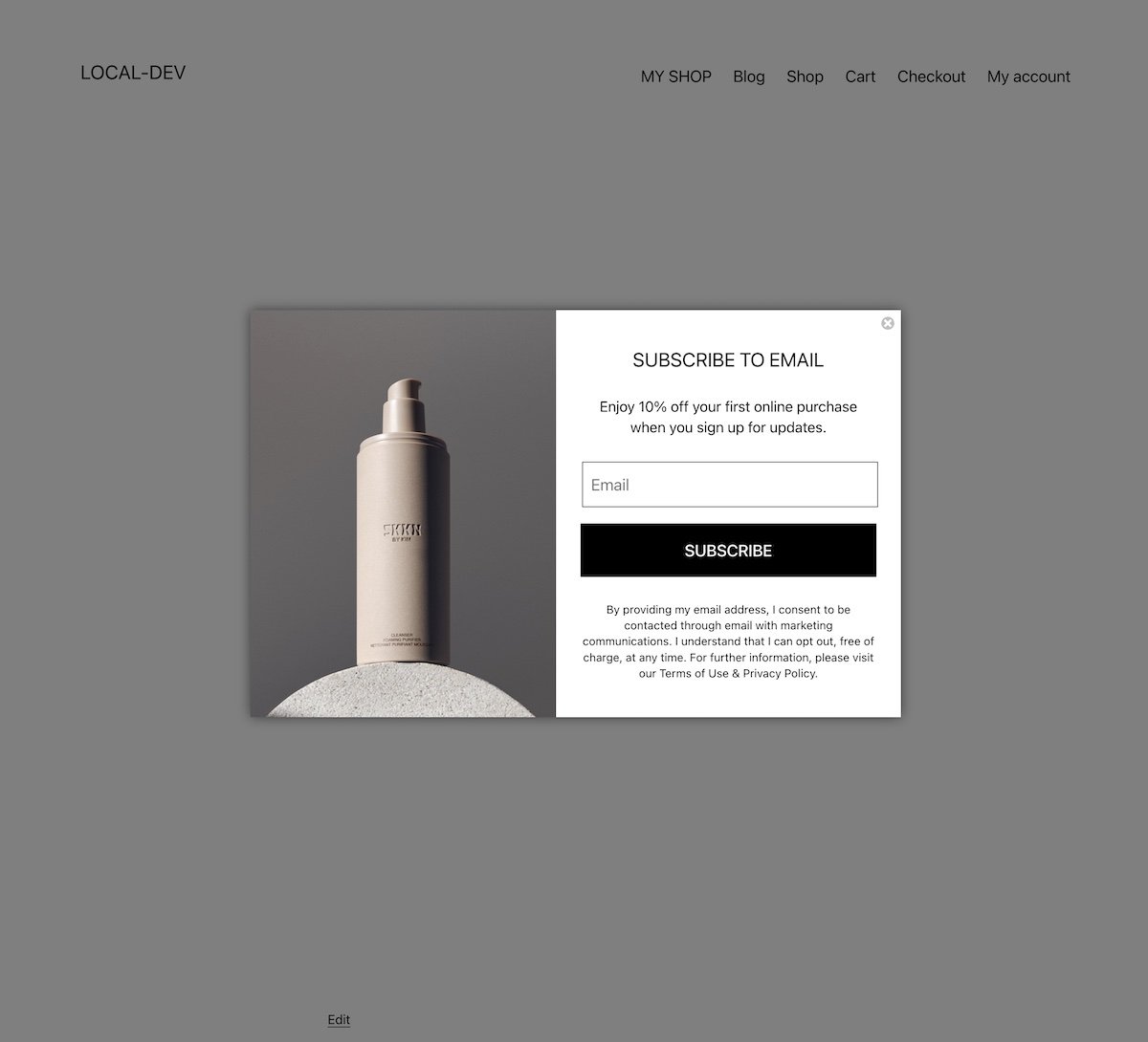 Anteprima del popup creato