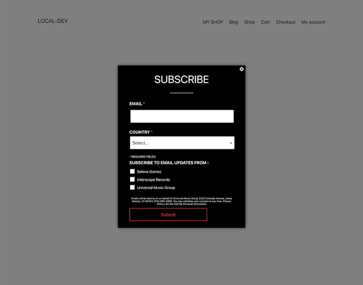 Anteprima del popup creato