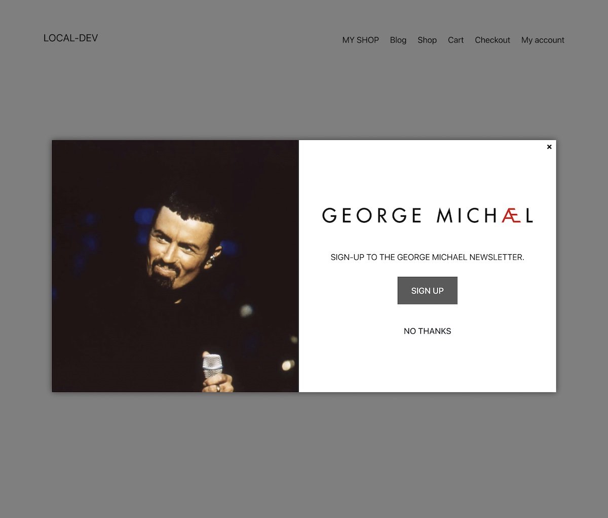 Anteprima del popup creato