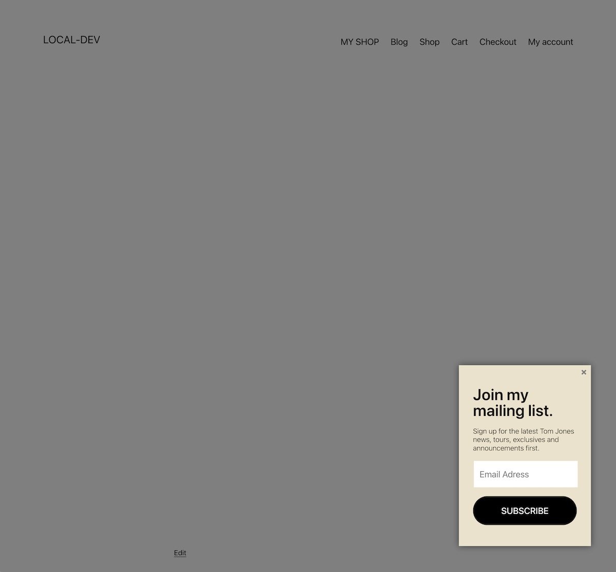 Anteprima del popup creato