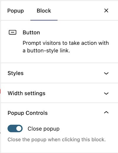 Chiudi popup al clic del pulsante