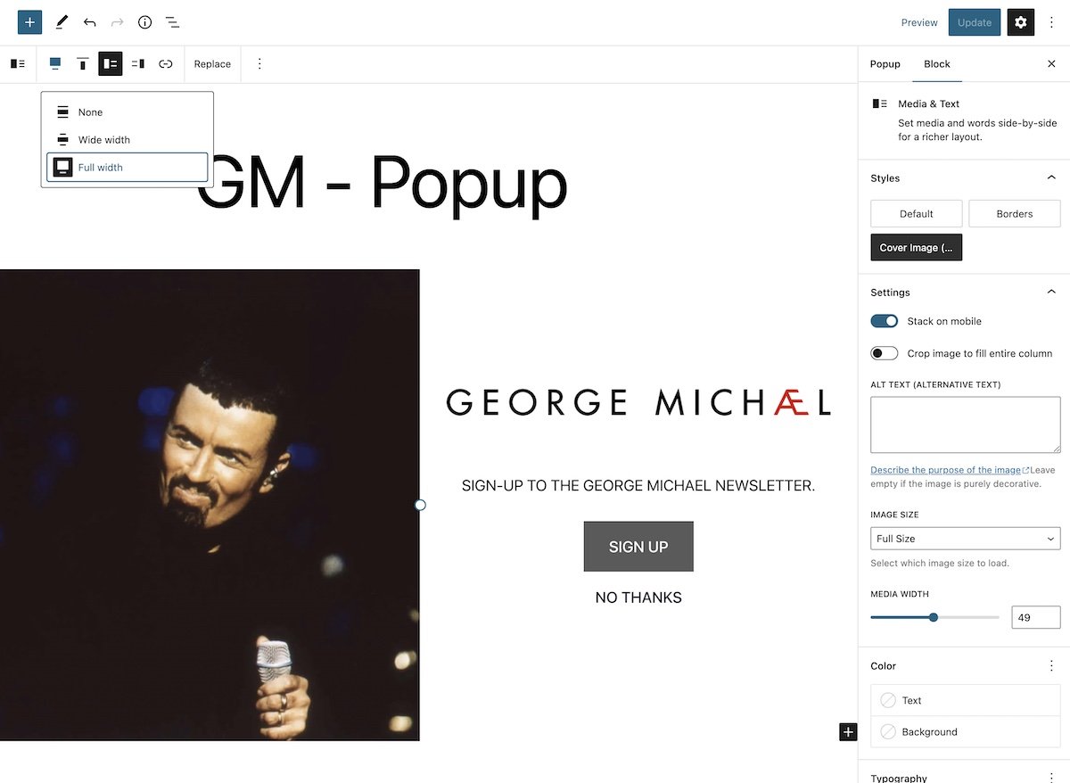 Funzionalità di immagine popup