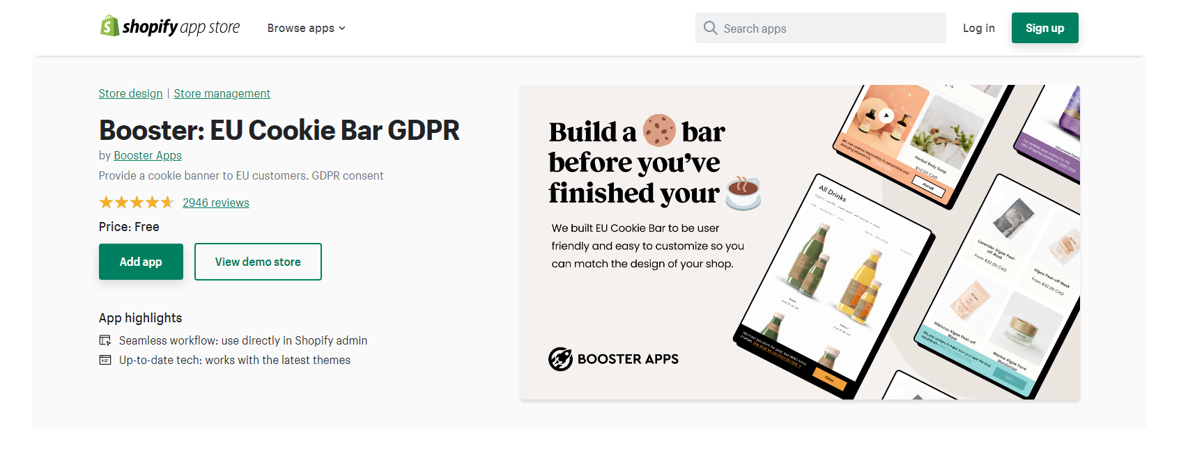 Booster EU Cookie Bar GDPR - App cookie di Shopify