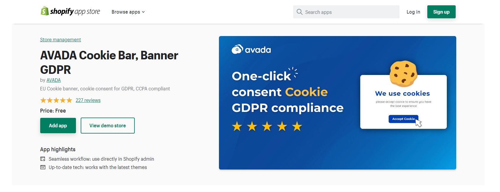 AVADA Cookie Bar - App per cookie di Shopify