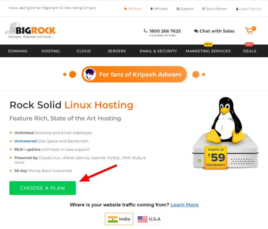 خطة استضافة BigRock