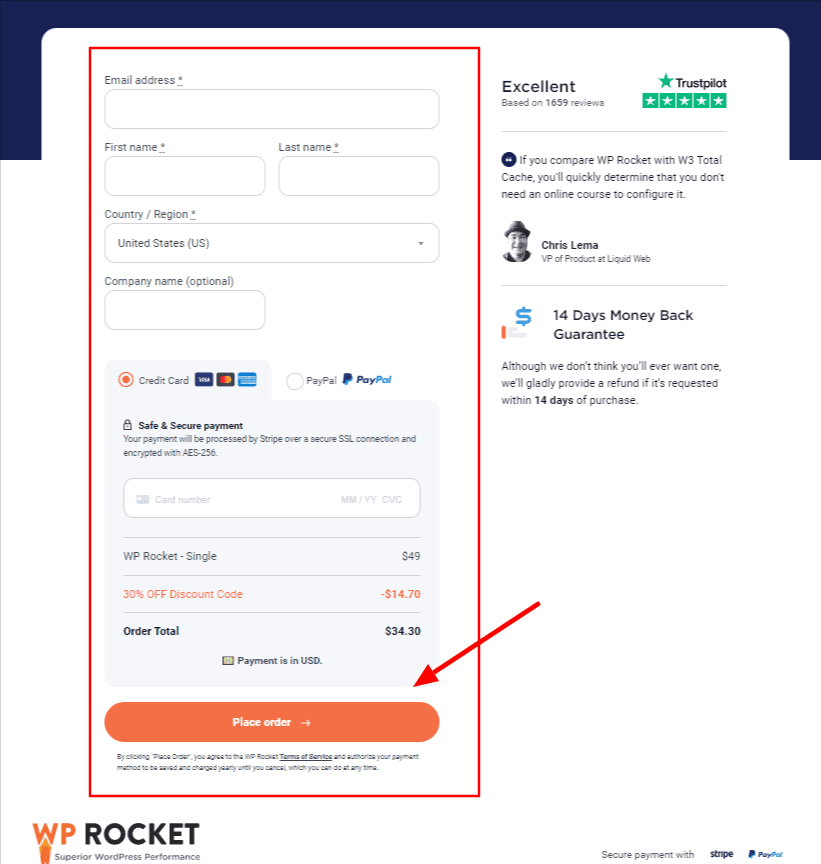 تفاصيل الفواتير WP Rocket