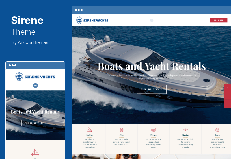 موضوع Sirene - سمة WordPress لخدمات تأجير اليخوت والقوارب