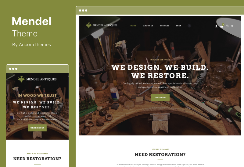 Tema Mendel - Tema WordPress per design di mobili e restauro di interni