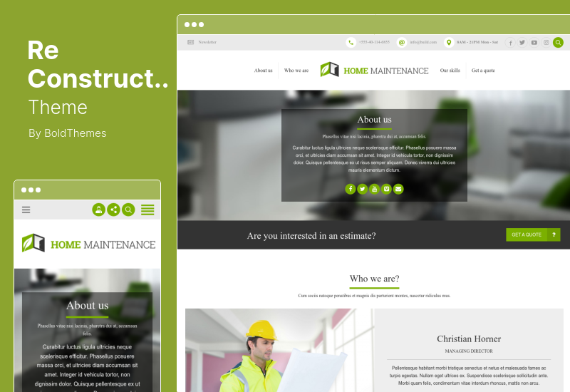 Tema di ricostruzione - Tema WordPress per appaltatore e costruzione