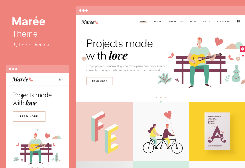 موضوع Maree - سمة WordPress لمحفظة الرسم والتصميم