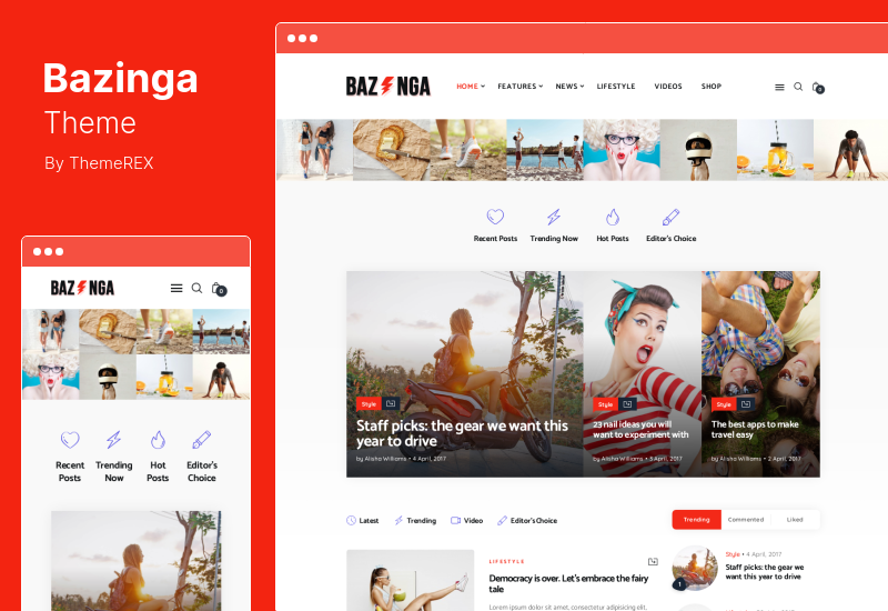 Bazinga 主題 - 現代雜誌和病毒式博客 WordPress 主題