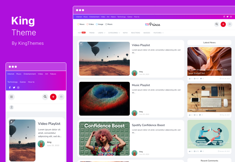 King Theme - 病毒雜誌 WordPress 主題