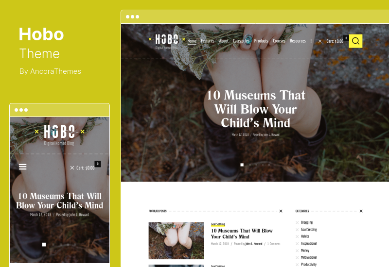 Hobo Theme - Digital Nomad Travel Lifestyle Blog WordPress 主題