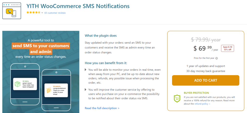 yith woocommerce SMS 通知
