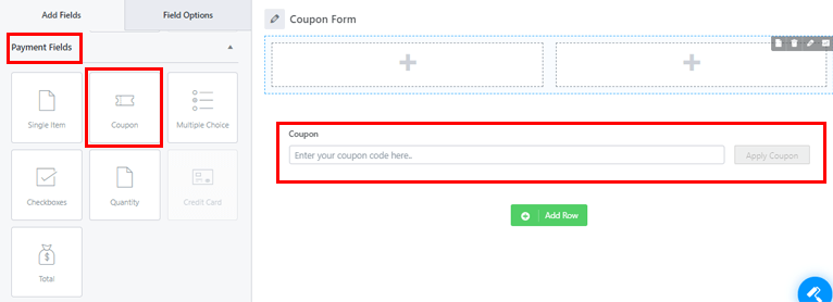 Trascina e rilascia il campo coupon