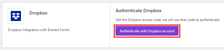 Autenticati con Dropbox per caricare file da WordPress Forms a Dropbox
