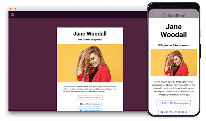 personallinksResponsivelandingpagetemplate - SeedProd Personal Links responsive landing page template