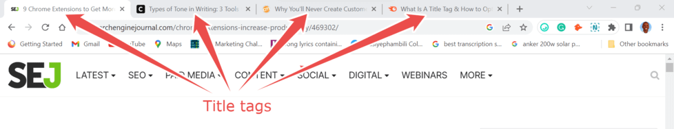 Titlurile site-urilor în filele browserului