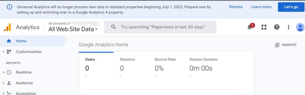 Spanduk Google Analytics 4.