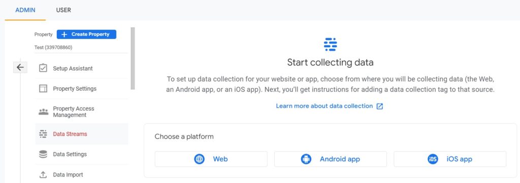 Memilih aliran data untuk GA4.