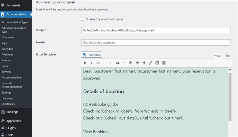 e-mail potwierdzający rezerwację hotelu zatwierdzony przez klienta