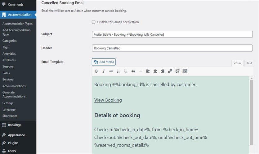 administrator anulował e-mail z rezerwacją hotelu