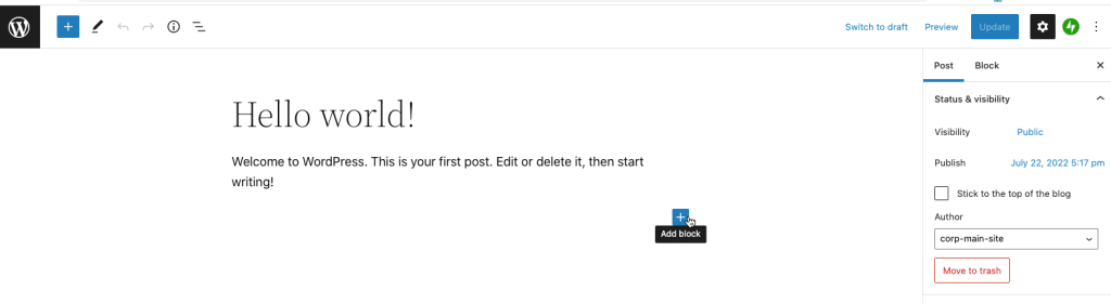Editor Blok / Gutenberg menampilkan pratinjau posting