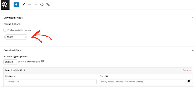 As configurações de opções do produto