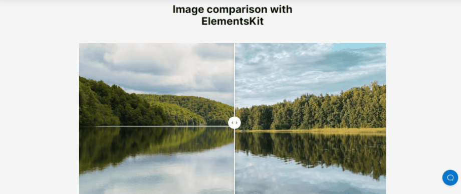 WordPress النهائي قبل وبعد شريط التمرير المصمم باستخدام ElementsKit
