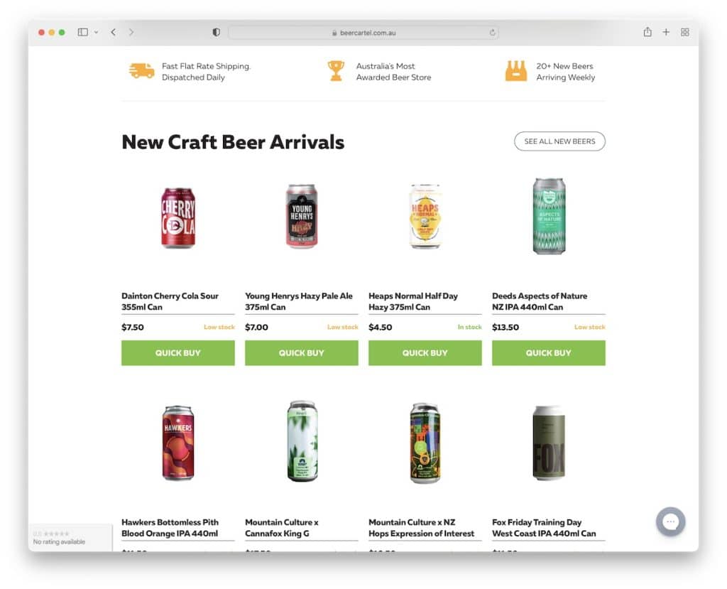 sito web di bigcommerce del cartello della birra