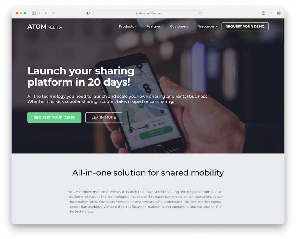 sito web di mobilità atomica weblium