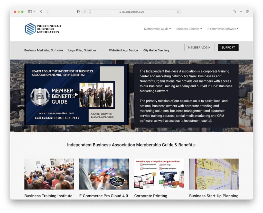 sito Weblium dell'associazione imprenditoriale indipendente