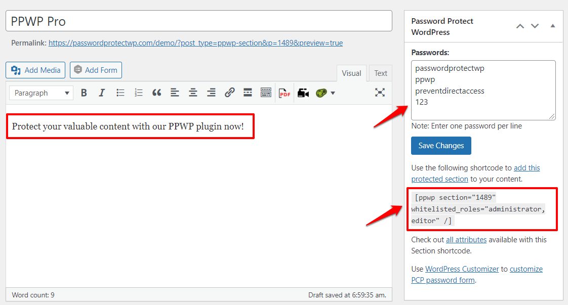 ppwp-secțiune-protejată-parolă-wordpress