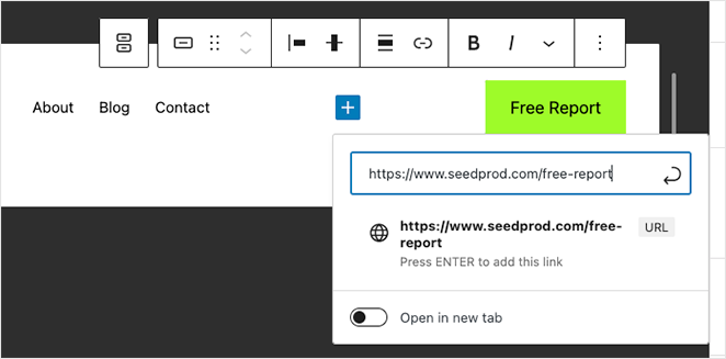 boutonlien - SeedProd Add button text and link