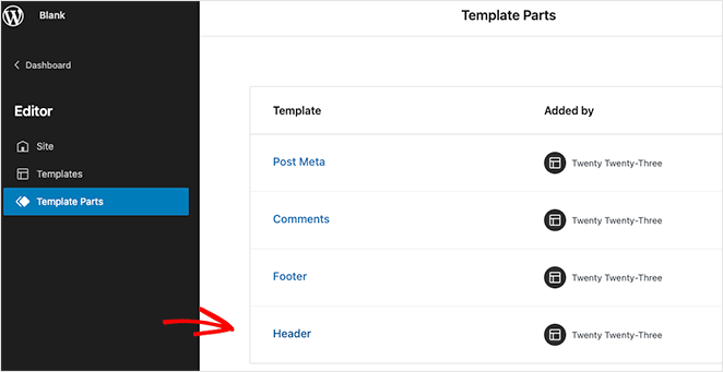 Éditeur de thèmes WordPress - SeedProd WordPress theme editor header template part
