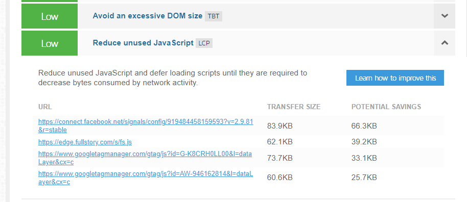사이트에서 사용하지 않는 JavaScript 파일 목록