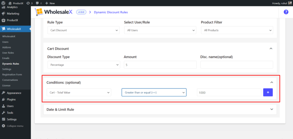 Como oferecer descontos no atacado com WholesaleX 21 WholesaleX Cart Discount Optional Conditions