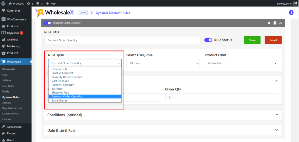 Como oferecer descontos no atacado com WholesaleX 48 WholesaleX Selecting Payment Order Quantity