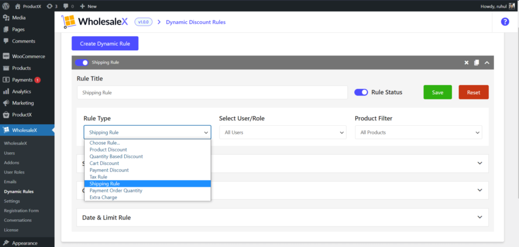Como oferecer descontos no atacado com WholesaleX 41 WholesaleX Selecting Shipping Rule