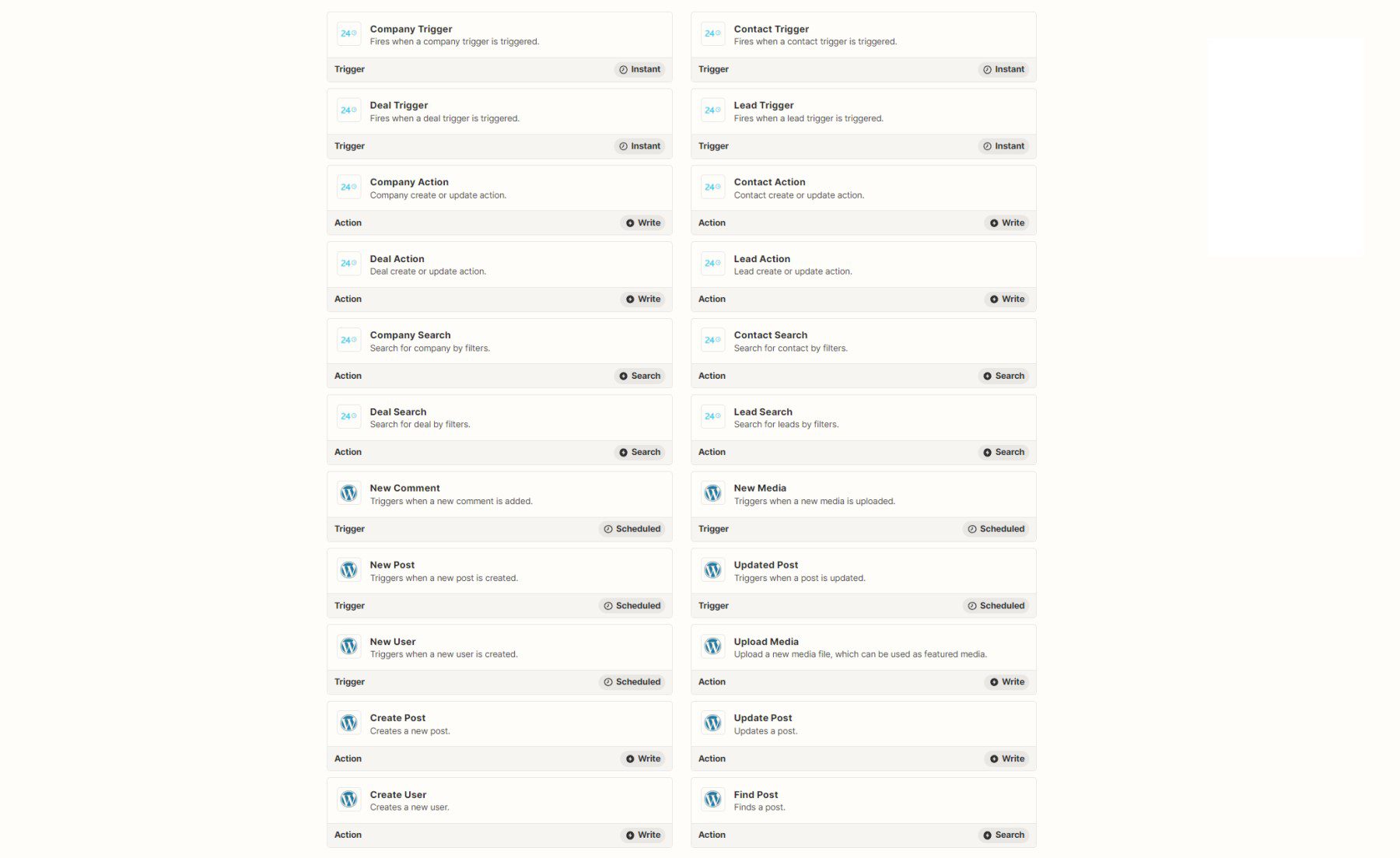 Bitrix24 ke WordPress dengan Zapier - Tindakan dan Pemicu