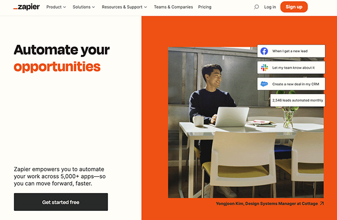 zapier - SeedProd Zapier AWeber integrations homepage