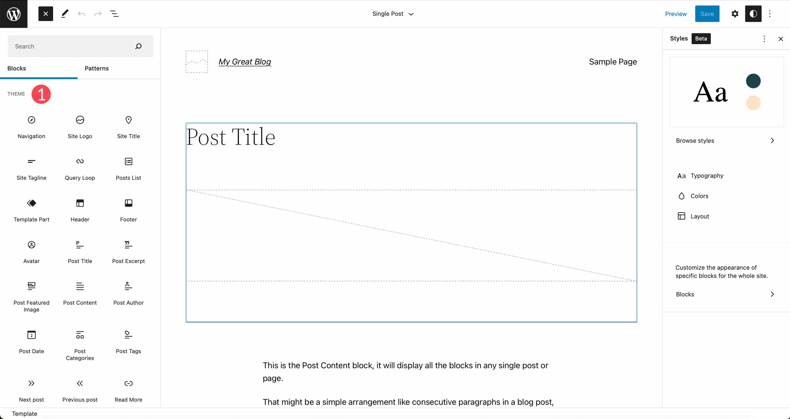 Tema pengeditan situs lengkap memblokir WordPress